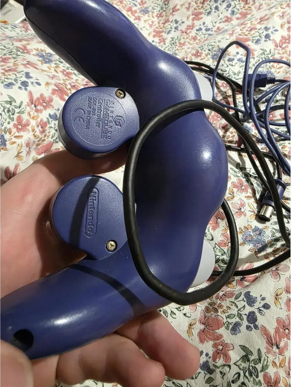 Vtg OEM Nintendo GameCube Wired Controller Indigo W/Cord Extender